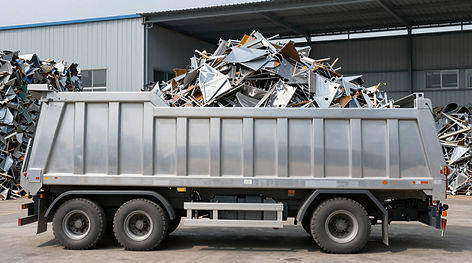 Dump trailer transporting scrap metal